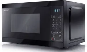 SHARP YC-MG02U-B Compact 20 Litre 800W Digital Microwave With 1000W Grill, 11 Power Levels, ECO Mode, Defrost Function, LED Cavity Light - Black