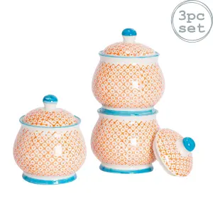 Nicola Spring - Hand-Printed Sugar Bowls - 10cm - Pack of 3