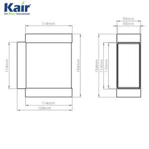 Kair Equal T-Piece Adaptor 110mm x 54mm for Rectangular Plastic Ducting