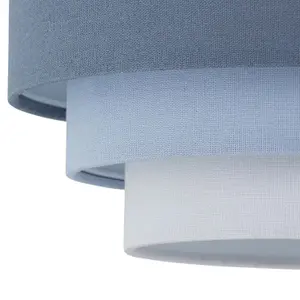 First Choice Lighting Gabi Blue Ombre Linen 3 Tier Ceiling Light Shade