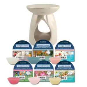 7 Piece Oil Burner and Yankee Candle Wax Melt Bundle