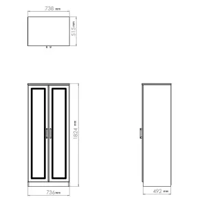 Kent Ready assembled Traditional Matt dusk grey & oak Large Double Wardrobe (H)1825mm (W)740mm (D)530mm