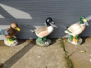 URBNLIVING 14cm Height 3 Pcs Decorative Duck Ornaments Polyresin Bird Sculpture Garden Collectables