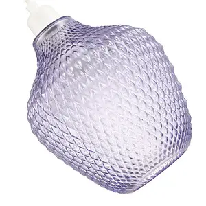 Designer Soft Lilac and Purpler Curvy Diamond Etched Glass Pendant Lamp Shade