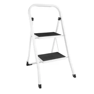 Foldable 2 Step Steel Ladder - Non Slip Tread Stepladder Safety, Kitchen, Home, Industrial, DIY Steel Construction Strong