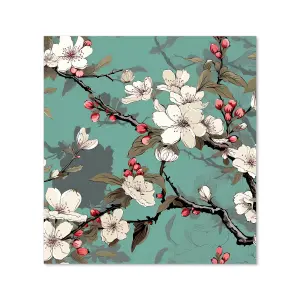 Pink Blossom Asian Design Premium Glass Kitchen Splashback W600mm x H650mm