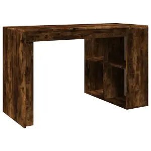 Berkfield Office Desk Smoked Oak 123.5x73.5x75 cm Engineered Wood