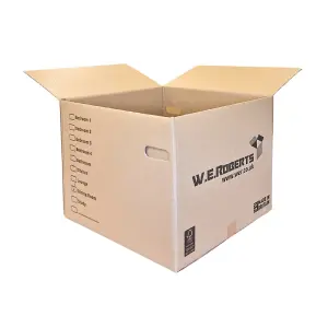 20 Strong Extra Large Cardboard moving Boxes. Packing boxes for moving house with Printed Room List and Carry Handle