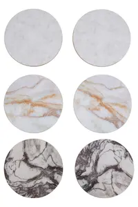 Maison by Premier Dia 6Pc Marble Effect Assorted Cork Coasters