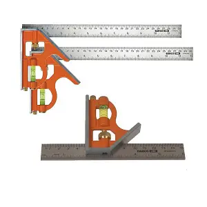 Bahco Combination Square Mixed Set 150mm CS150 300mm CS300 400mm CS400 Pack of 3