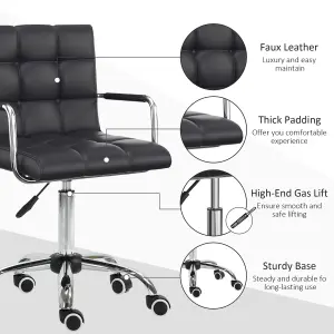 Vinsetto Mid Back Home Office Chair Swivel Computer Chair with Armrests, Black