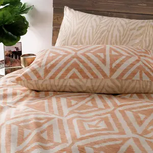 Geometric Shapes Duvet Cover Set with Pillowcases Terracotta / Double Duvet Cover + 2 Standard Pillowcases