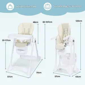 Costway Adjustable Baby High Chair Foldable Reclining Infant Highchair Removable Trays