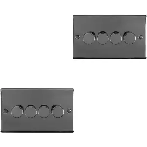 2 PACK 4 Gang 400W LED 2 Way Rotary Dimmer Switch BLACK NICKEL Dimming Light