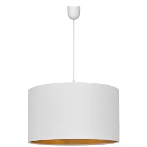 Luminosa Alba Cylindrical Pendant Ceiling Light White, Gold 45cm