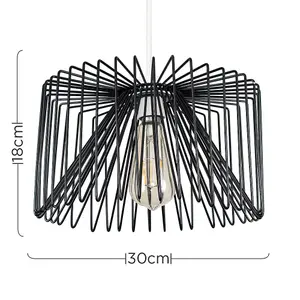 ValueLights Amadeus Modern Black Non Electric Metal Wire Design Cylinder Shaped Light Pendant Shade