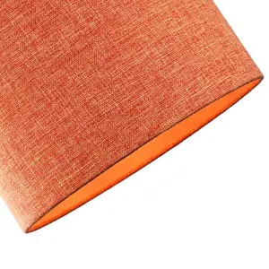 Contemporary and Sleek Orange Natural Linen Fabric Drum Lamp Shade 60w Max