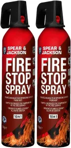 Spear and Jackson - 2 x 750g Fire Stop Spray - For Home, Kitchen, Car, Caravan, Camping - 10 in 1 fire extinguisher - Non-toxic