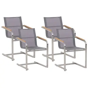 Set of 4 Garden Chairs COSOLETO Stainless Steel Grey