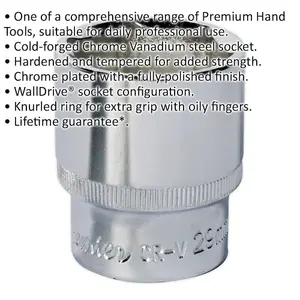 29mm Polished Chrome Vanadium Drive Socket - 1/2" Square Drive Tool