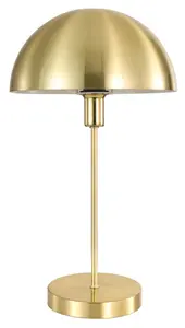 GoodHome Songor Modern Round Brushed Brass effect Eco halogen Table lamp