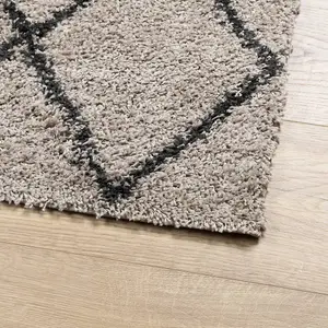 Shaggy Rug PAMPLONA High Pile Modern Beige and Anthracite 200x200 cm