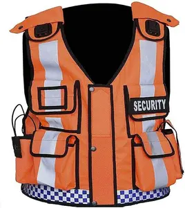 RAC3 High-Vis Security Vest, Reflective Strips, Body Camera Mount, Multiple Pockets, Fits upto 5XL, Available in 5 Colors (Orange)