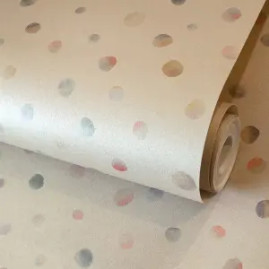 Galerie Great Kids Beige Smooth Glitter Watercolor Dots Wallpaper Roll