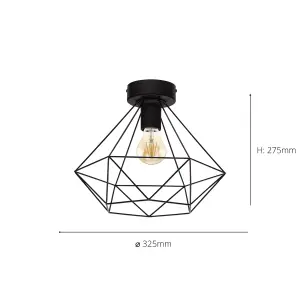 EGLO Tarbes Black Metal Geometric Pendant Ceiling Light, Contemporary Design (D) 32.5cm