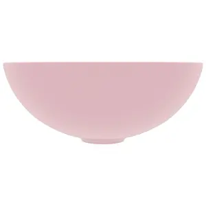 Berkfield Bathroom Sink Ceramic Matt Pink Round