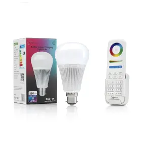 Auraglow 2.4Ghz RGB CCT Smart B22 LED Light Bulb - 70w EQV with 8 Zone Remote - 1 PACK