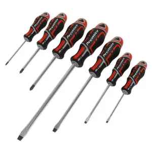 Sealey Screwdriver Set With TPV Rubber Soft Grip Handles 7Pc GripMAX Red AK4325