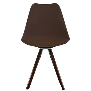 Soho Chocolate Plastic Dining Chair with Pyramid Dark Wood Legs