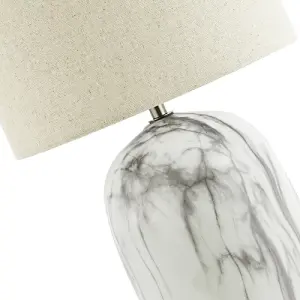 Marble Effect Ceramic Table Light Base with Gloss Glazing and Satin Nickel Trim