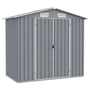 vidaXL Garden Shed 205 x 129 x 183 cm Galvanised Steel Grey