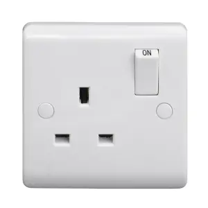 LAP Single 13A Gloss White Socket 2 poles