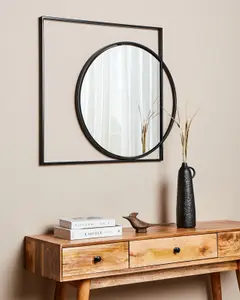 Beliani Industrial Wall Mirror AUXY Metal Black