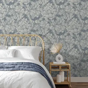 Rossetti Leaves Wallpaper Blue World of Wallpaper 203908