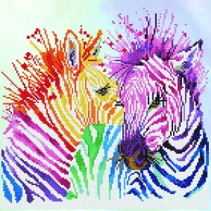 RAINBOW ZEBRAS - Diamond Painting Kit: Rainbow Zebras - Diamond Dotz