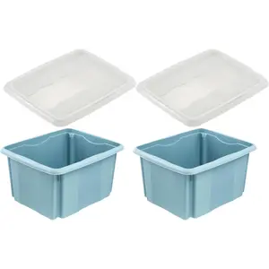 Keeeper Blue Turn Around Stacking Box 15 Litre With Lid - Set Of 2