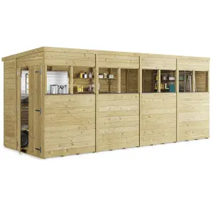 BillyOh Switch Tongue and Groove Pent Wooden Shed - 16x6 Windowed - 15mm Thickness