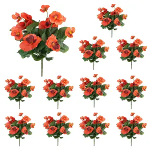 Blooming Artificial - 28cm / 1ft Red Artificial Pansy Bush Multi-Pack