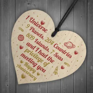 Red Ocean Happy Anniversary Gift 1st 2nd 3rd 4th 5th 10th 25th 50th Anniversary Handmade Wooden Heart Plaque Gift For Her