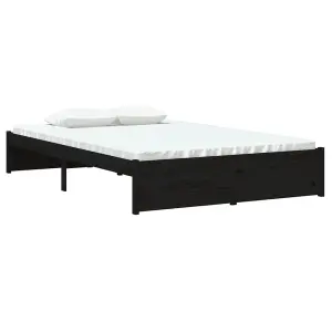 Berkfield Bed Frame Black Solid Wood 120x190 cm Small Double