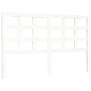 Berkfield Bed Frame with Headboard White King Size Solid Wood