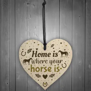 Red Ocean Horse Gifts For Women Wooden Heart Horse Gifts For Girls Horse Accessories Cute Country Home Accessory Gift Sign