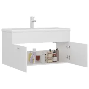 Berkfield Sink Cabinet with Built-in Basin White Engineered Wood