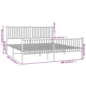 Berkfield Metal Bed Frame with Headboard and Footboard Black 200x200 cm