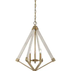 Elstead View Point Chandelier 3 Light Brass Finish, E14