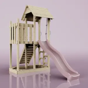 PolarPlay Balcony Tower Kids Wooden Climbing Frame with Slide - Una Rose